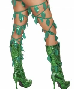 Roma Costume Rave Leg Warmers & Wraps Green Leaf Thigh Wraps