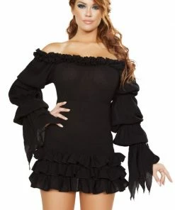 Roma Costume Ruffled Pirate Dress With Sleeves & Multi Layered Skirt