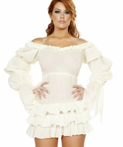 Roma Costume Ruffled Pirate Dress With Sleeves & Multi Layered Skirt