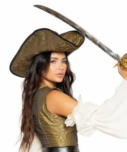 Roma Costume Gold Skull Pirate Hat