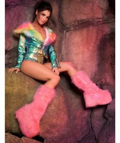 Ellie Shoes Chunky Heel Platform Faux Fur Boot