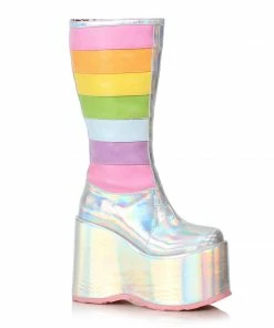 Ellie Shoes Chunky Heel Platform Rainbow Boot