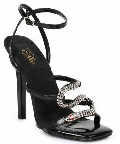 Ellie Shoes 5 Heel Strap Sandal With Snake Décor