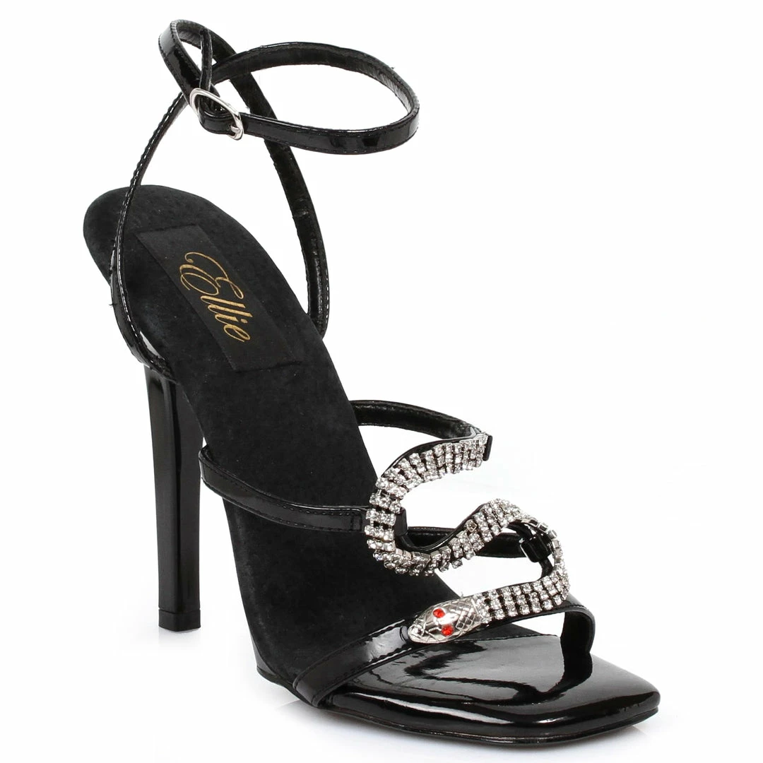 Ellie Shoes 5 Heel Strap Sandal With Snake Décor 3 Ellie Shoes 5 Heel Strap Sandal With Snake Décor