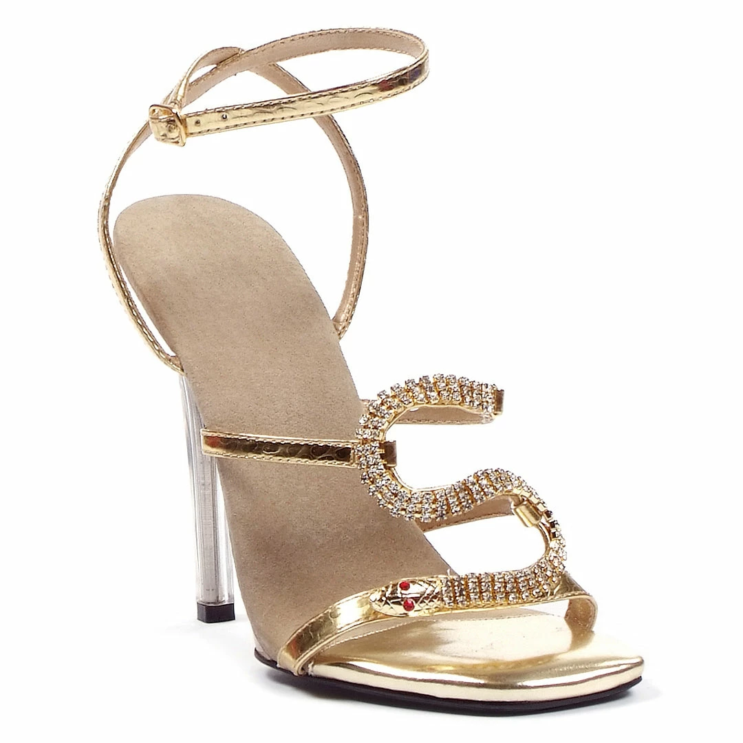 Ellie Shoes 5 Heel Strap Sandal With Snake Décor 4 Ellie Shoes 5 Heel Strap Sandal With Snake Décor