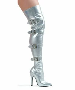 Ellie Shoes 5 Heel Stretch Thigh Boot With Buckles & Innerzipper