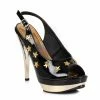 Ellie Shoes 5 Peep Toe Sling Back With Star Accents & Chrome Heel聛聛 1 Ellie Shoes 5 Peep Toe Sling Back With Star Accents & Chrome Heel聛聛