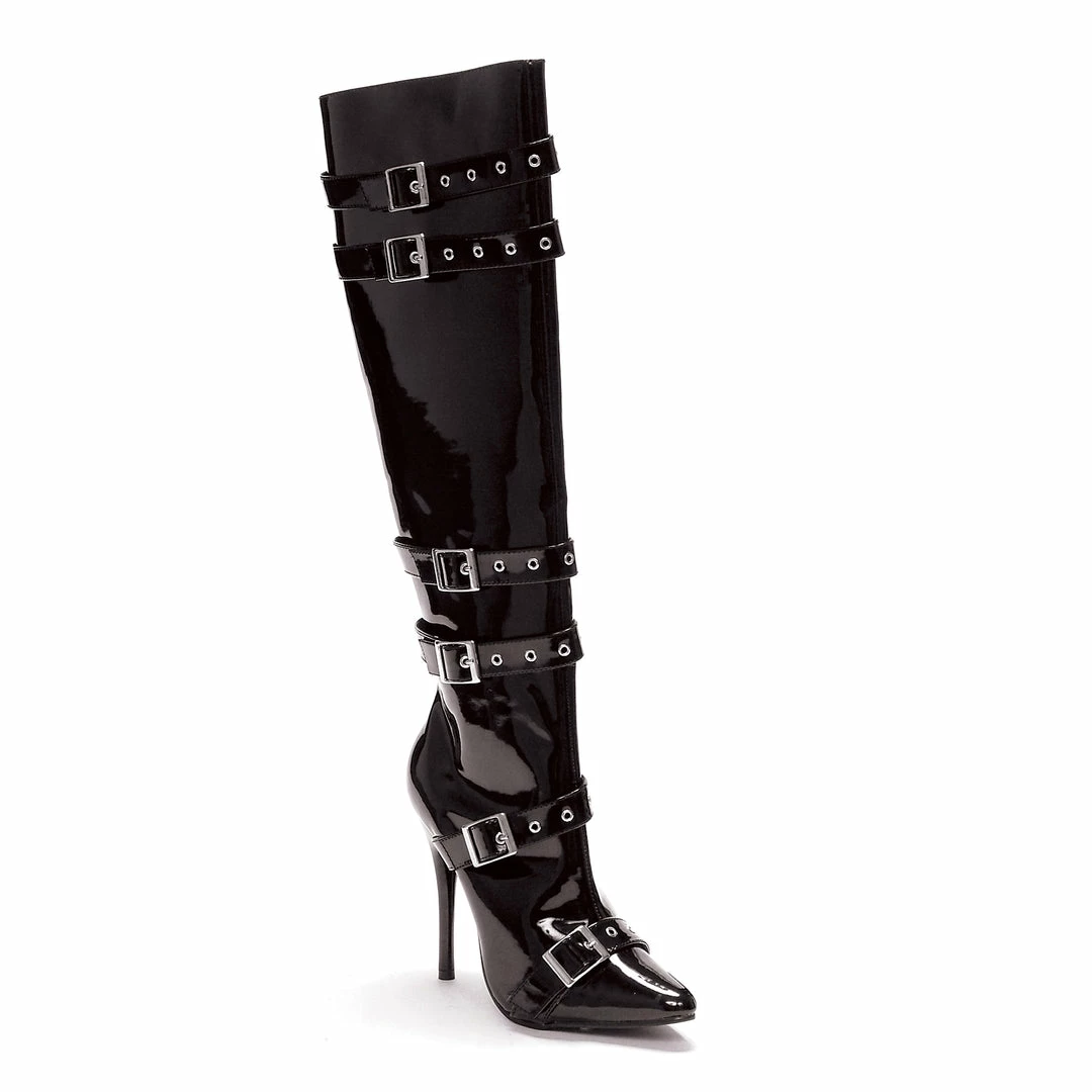 Ellie Shoes 5 Heel Knee High Boots With Buckles And Inner Zipper 5 Ellie Shoes 5 Heel Knee High Boots With Buckles And Inner Zipper