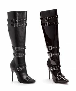 Ellie Shoes 5 Heel Knee High Boots With Buckles And Inner Zipper