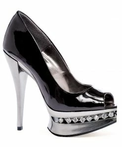 Ellie Shoes 6 Metallic Heel W/ Rhinestone In Platform