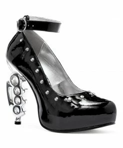 Ellie Shoes Brass Knuckle Ring Heel With Stud Details