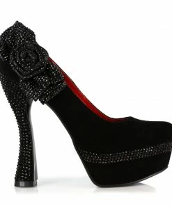 Ellie Shoes 5.5 Velvet Pump W/ Rhnestone Accents And Rose Detail