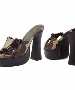 Ellie Shoes 5 Heel With Camo Fabric And Faux Bullet Décor