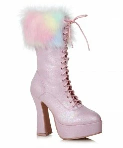 Ellie Shoes 5 Chunky Heel Unicorn Boot With Faux Fur