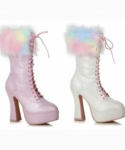 Ellie Shoes 5 Chunky Heel Unicorn Boot With Faux Fur