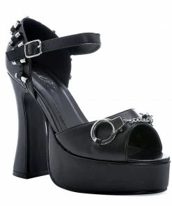 Ellie Shoes 5 Chunky Heel Hand Cuff And Bullet Sandal