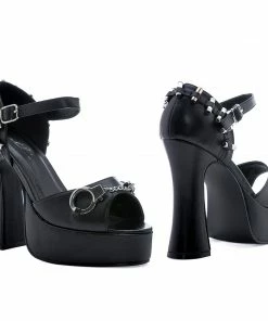 Ellie Shoes 5 Chunky Heel Hand Cuff And Bullet Sandal