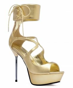 Ellie Shoes 5 Metallic Stiletto Heel Platform Sandal