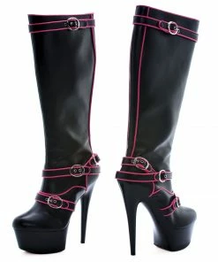 Ellie Shoes 6 Heel Knee Boots With Pink Neon