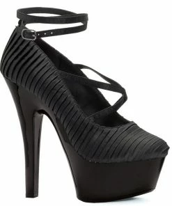 Ellie Shoes 6 Heel With Pleated Satin And Ankle Strap