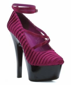 Ellie Shoes 6 Heel With Pleated Satin And Ankle Strap