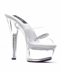 Ellie Shoes 6 Heel Clear Rhinestone Mule