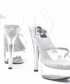 Ellie Shoes 6 Heel Clear Rhinestone Sandal
