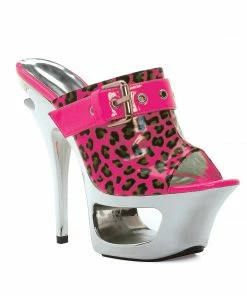 Ellie Shoes 6 Cut Out Platform Neon Mule With Side Buckle Décor