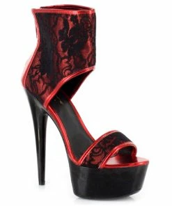 Ellie Shoes 6 Pointed Heel Platform Sandal With 2 Layer Lace Upper