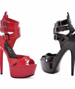 Ellie Shoes 6 PEEP TOE PLATFORM WITH TRIPLE STRAP AND BUCKLE DETAIL