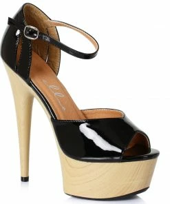 Ellie Shoes 6 PEEPTOE SANDAL WITH WOOD PLATFORM