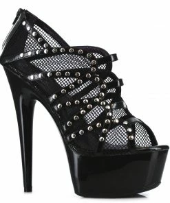 Ellie Shoes 6 Peeptoe Mesh Bootie With Mezzo Detial