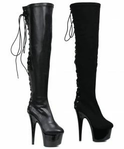 Ellie Shoes 6 Thigh High Boot With Back Lace-up