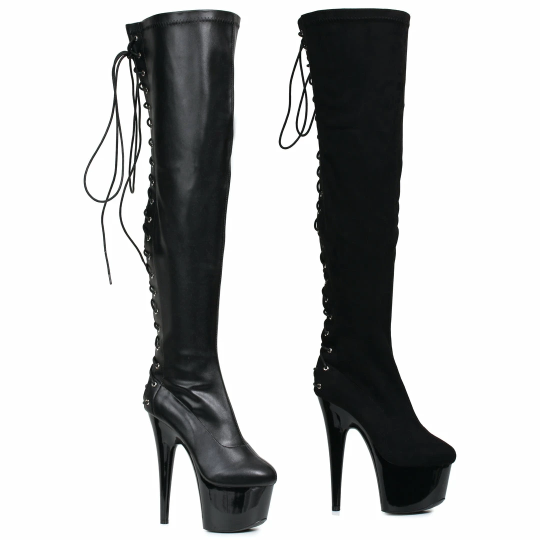 Ellie Shoes 6 Thigh High Boot With Back Lace-up 3 Ellie Shoes 6 Thigh High Boot With Back Lace-up