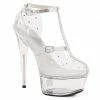 Ellie Shoes 6 CLEAR PLATFORM & CLEAR UPPER WITH RHINESTONES