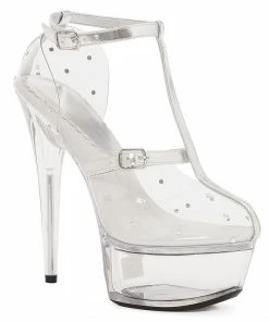 Ellie Shoes 6 CLEAR PLATFORM & CLEAR UPPER WITH RHINESTONES
