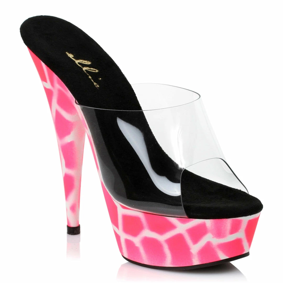 Ellie Shoes 6 Inch Giraffe Design NEON Mule 6 Ellie Shoes 6 Inch Giraffe Design NEON Mule