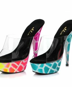 Ellie Shoes 6 Inch Giraffe Design NEON Mule