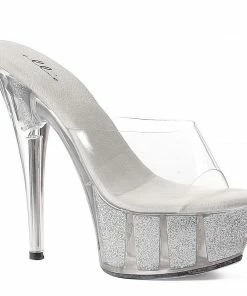 Ellie Shoes 6 Pointed Stiletto Mule With Glitter In Platform