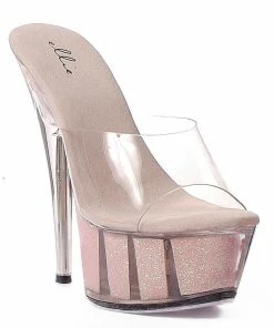Ellie Shoes 6 Pointed Stiletto Mule With Glitter In Platform 9 Ellie Shoes 6 Pointed Stiletto Mule With Glitter In Platform