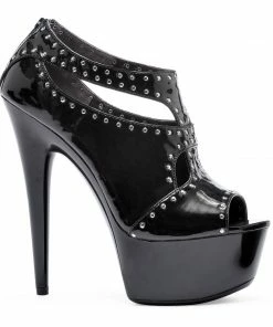 Ellie Shoes 6 Pointed Heel W/ Platform Silver Studs