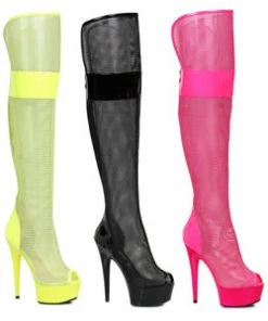 Ellie Shoes 6 Peep Toe Thigh High Mesh Boot