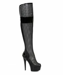 Ellie Shoes 6 Peep Toe Thigh High Mesh Boot