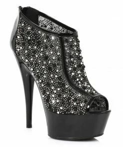 Ellie Shoes 6 Stiletto W/ Contrasting Trim & Multi Rhinestone