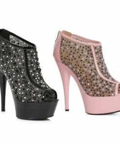 Ellie Shoes 6 Stiletto W/ Contrasting Trim & Multi Rhinestone