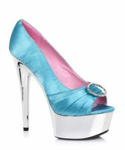 Ellie Shoes 6 Satin Peep Toe Chrome Platform With RhineStone Buckle 21 Ellie Shoes 6 Satin Peep Toe Chrome Platform With RhineStone Buckle