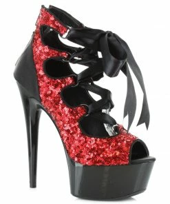 Ellie Shoes 6 Glitter Open Toe Lace Up