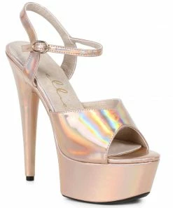 Ellie Shoes 6 Heel Pointed Stiletto Sandal With Metallic Platform & Upper