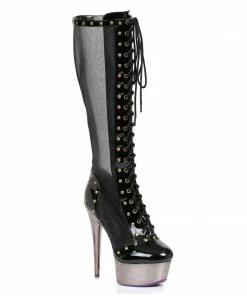 Ellie Shoes 6 Platform Tall Metallic Microfiber Boot