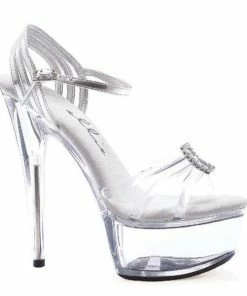 Ellie Shoes 6 Heel Sandal With Square Rhinestone Detail